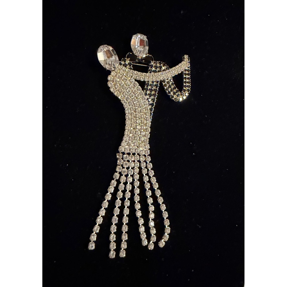 Vintage Butler & Wilson Style Dancers Rhinestone Brooch Articulated 4.5"